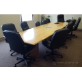 Blonde Boat Shaped 12' Boardroom Table with Bull-Nosed Edge